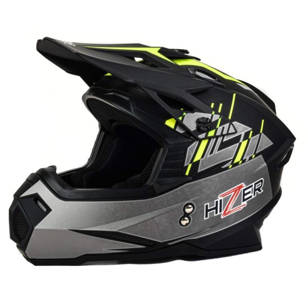 Шлем мото кроссовый HIZER J6801 #1 (M) gray/lemon